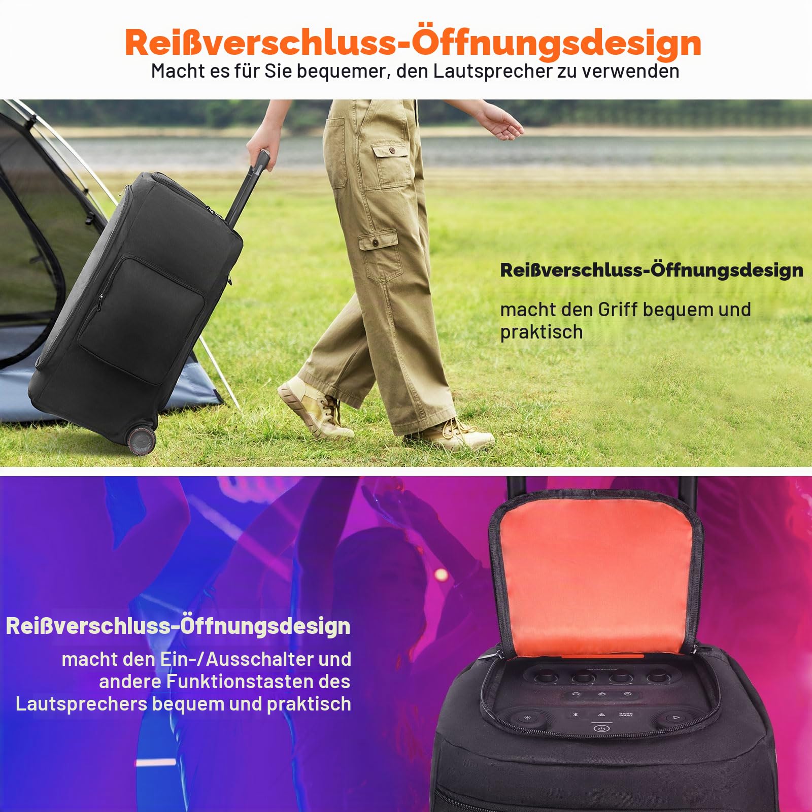 Lautsprecherhülle Kompatibel mit JBL PartyBox 320 Tragbarer Lautsprecher, Outdoor Party Reise Staubschutz Schutzhülle Aufbewahrungstasche mit Fenstertaschen für JBL PartyBox 310 und Zubehör