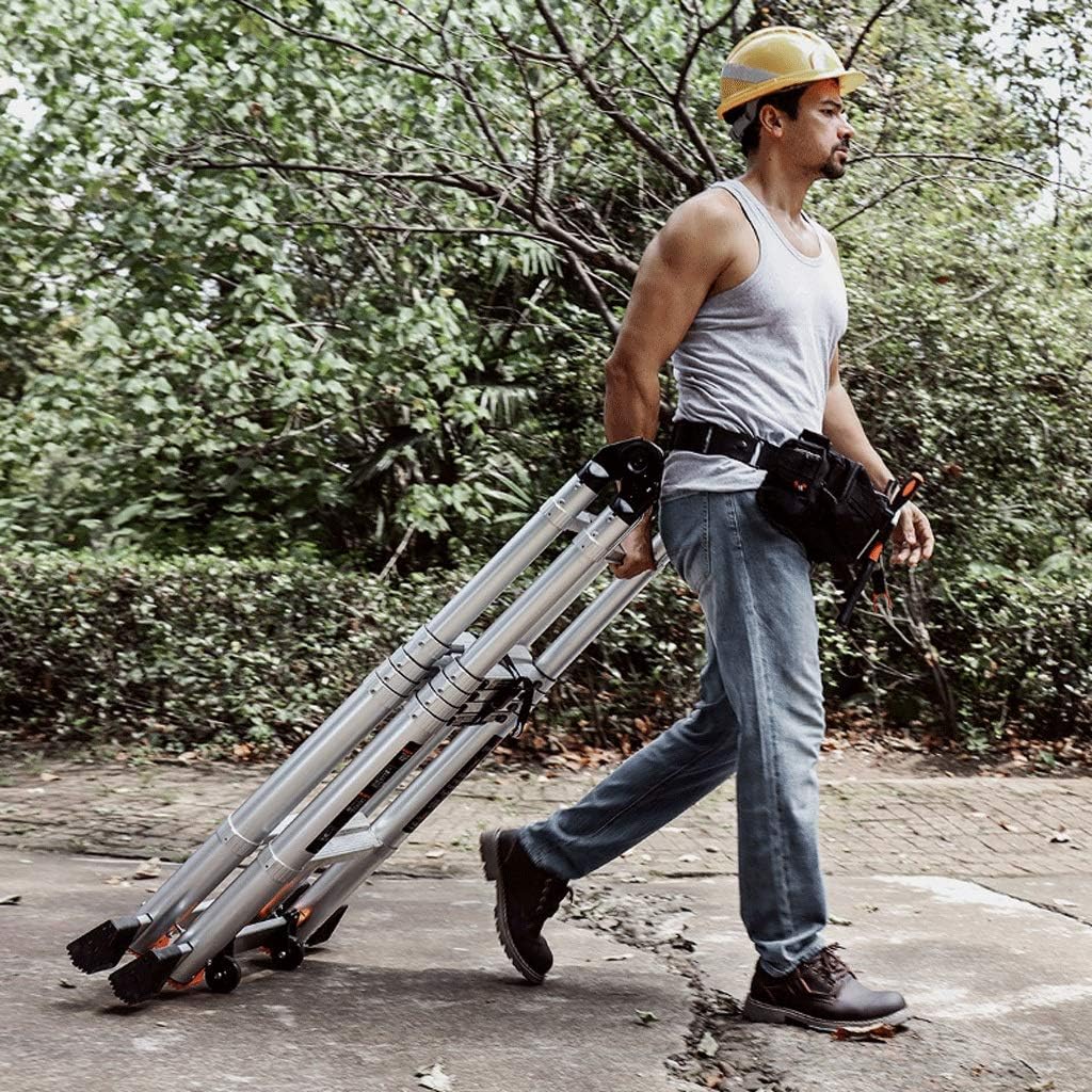 Telescoping Extension Ladder, Telescoping Ladders 26 FT Folding Ladder Telescoping Ladder, One-Button Retraction Extension Ladder, Collapsible Ladder with Spring Loaded Locking Lad