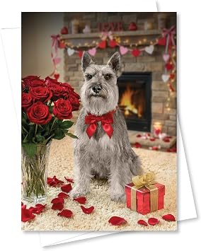 Miniature Schnauzer & Roses All Occasions Premium Greeting Card Celebrate