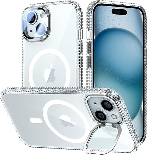 Miniatura 73 de Funda para iPhone 14 Pro de 6.1”, cubierta para cámara con soporte, protector de lente de cámara 9H, compatible con MagSafe, a prueba de golpes de