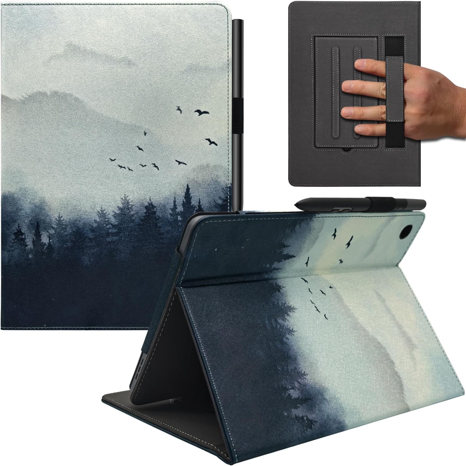 Hand Strap Case for 10.1" TCL TAB 10 Gen 4 (Model: 8483A) (Misty Forest)