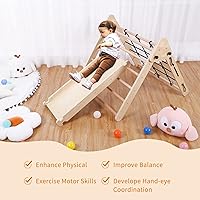 Vista 7 de Colorido escalador triangular 2 en 1 con rampa, escalador triangular para niños pequeños, juguetes plegables para bebés, gimnasio de selva