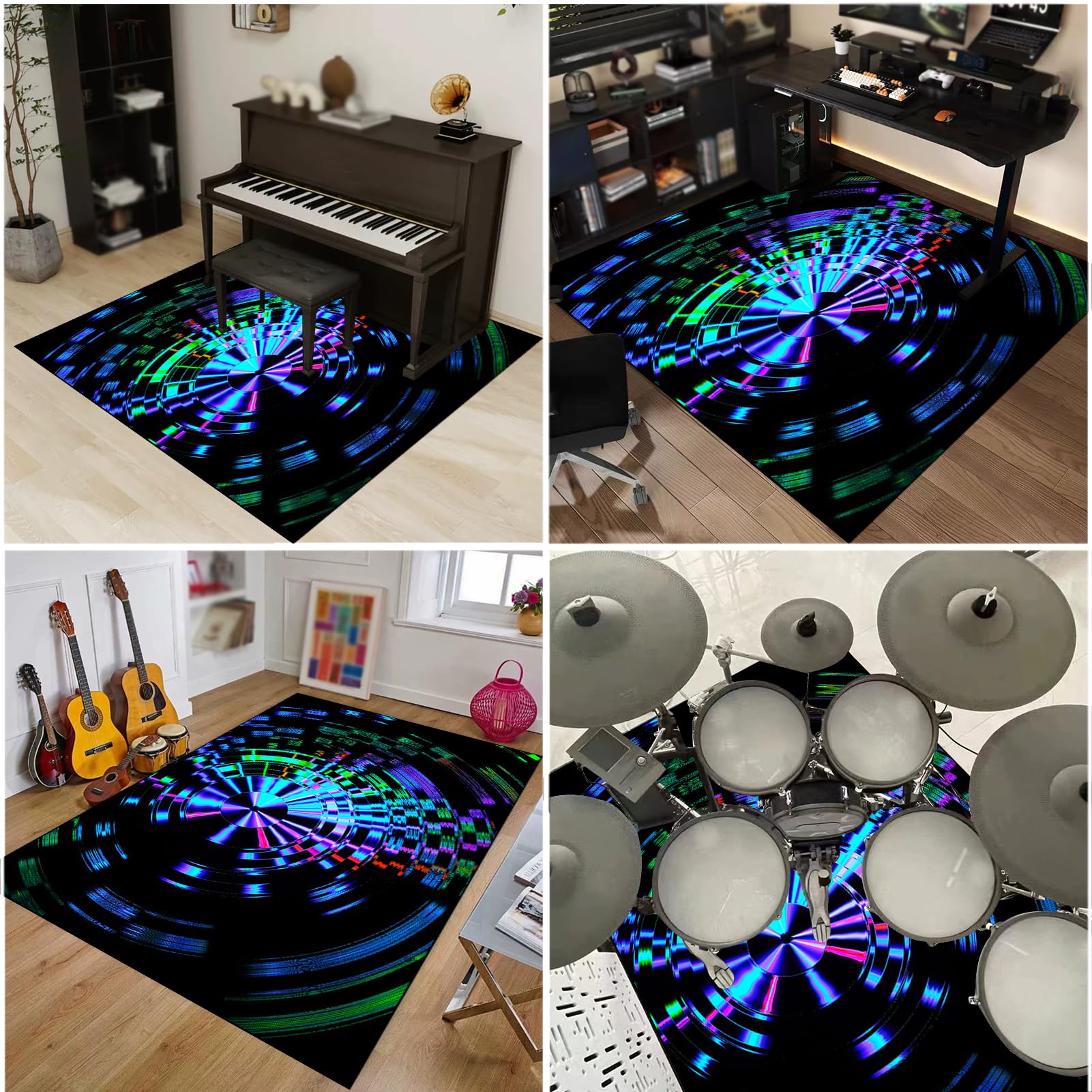 Dywaniki z baterią akustyczną Dywan bębnowy do zestawów perkusyjnych elektronicznych bębnów i innych instrumentów muzycznych antypoślizgowe maty bębnowe mata bębnowa mata na baterie 160 x 120