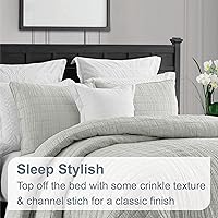 Vista 2 de Swift Home Ligero de gran tamaño, ultra suave, lavado con enzimas, textura arrugada, relleno de mezcla de algodón transpirable, juego de 2 piezas