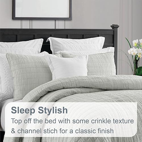 Miniatura 2 de Swift Home Ligero de gran tamaño, ultra suave, lavado con enzimas, textura arrugada, relleno de mezcla de algodón transpirable, juego de 2 piezas,