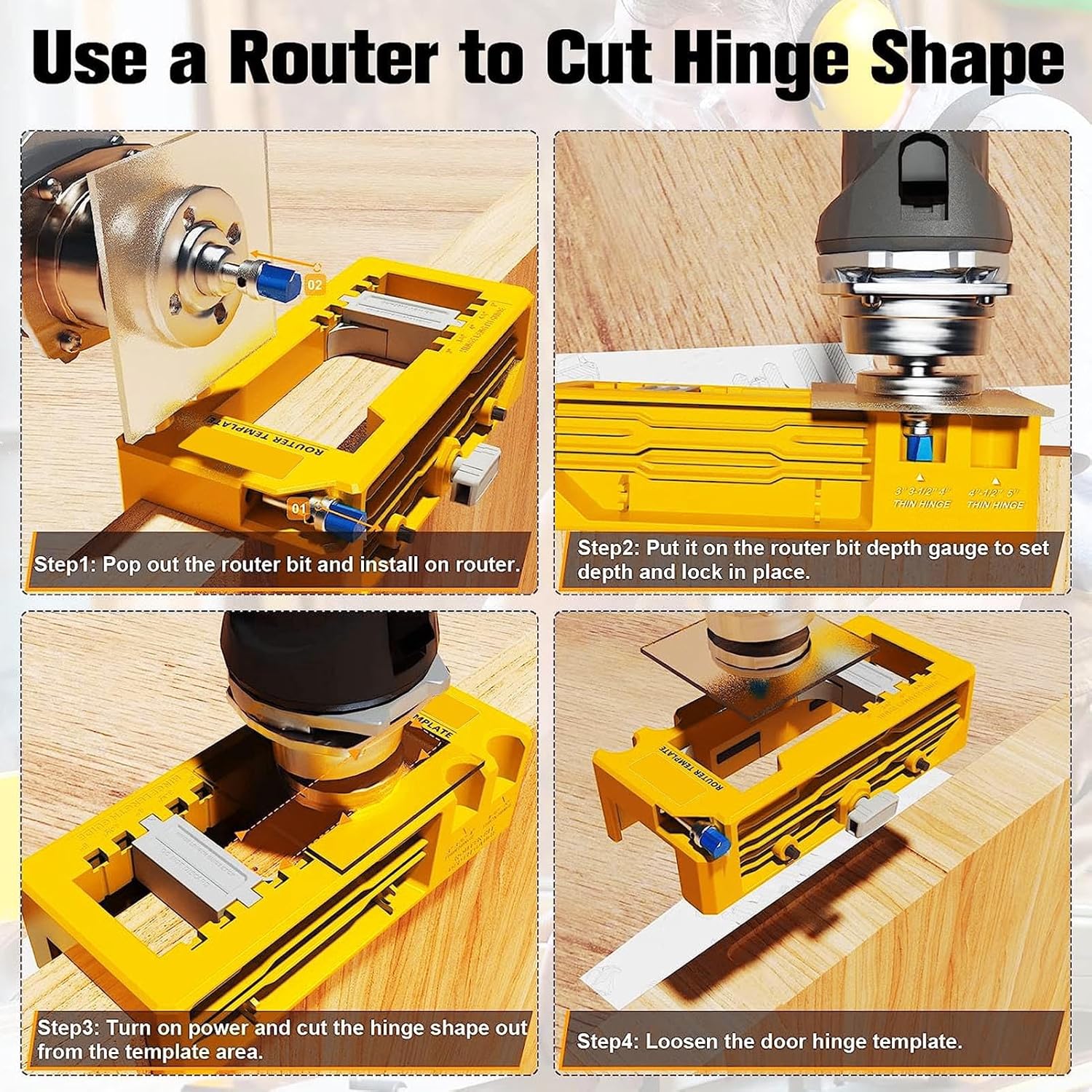 Niiyen Door Hinge Latch Installation Kit Plastic Accurate Adjustable Door Hinge Jig and Latch Installation Kit for Home Yellow