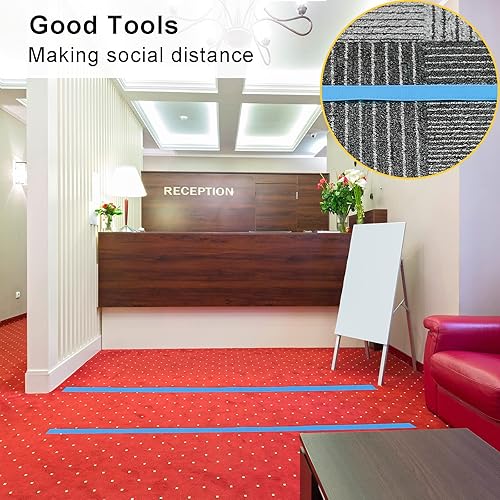 Miniatura 4 de Zonon 6 rollos de tiras de marcadores de alfombra, cinta de suelo para aula, marcadores de alfombra de nailon para suministros escolares, alfombra