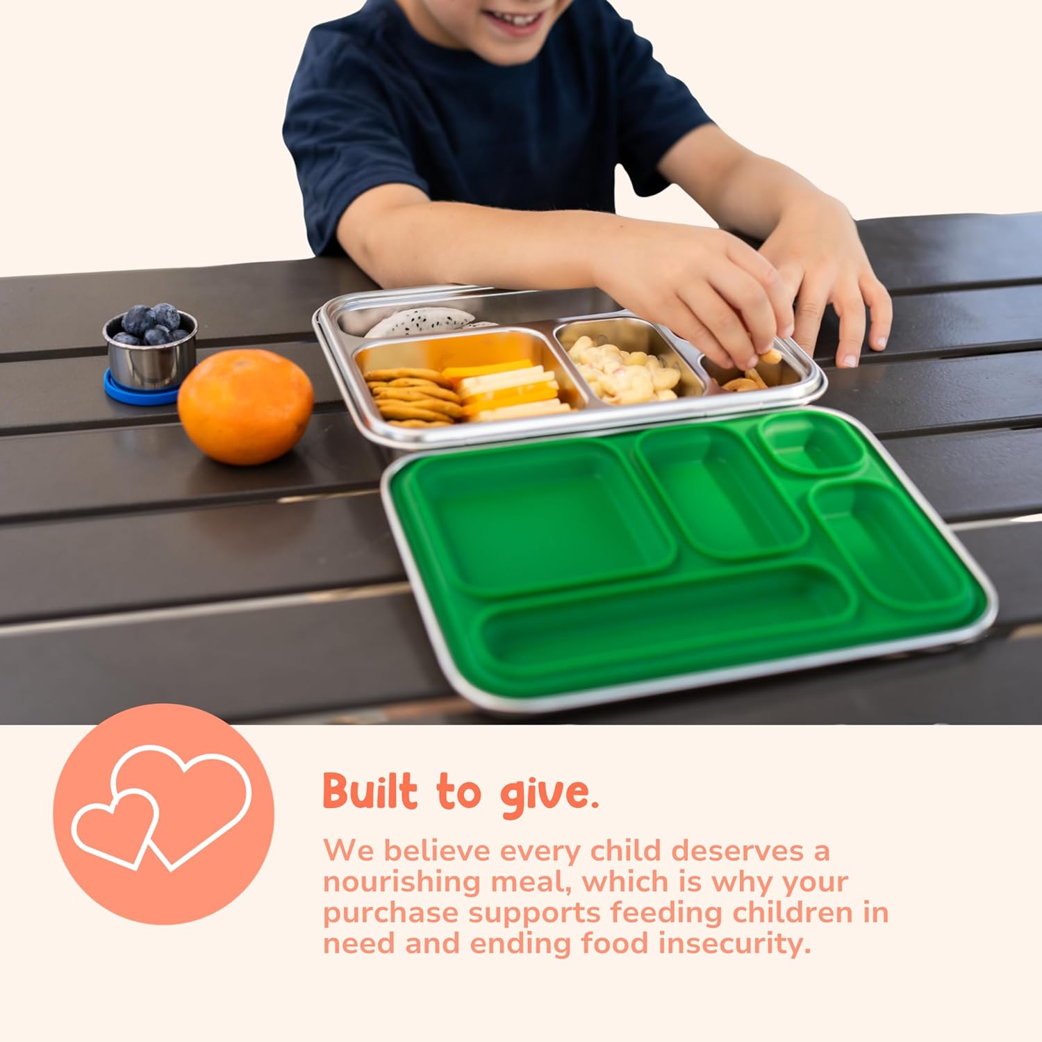 Stainless Steel Bento-Style Lunch Box with Leak-Proof Silicone Seal, Perfect for Kids 3+ (Purple)