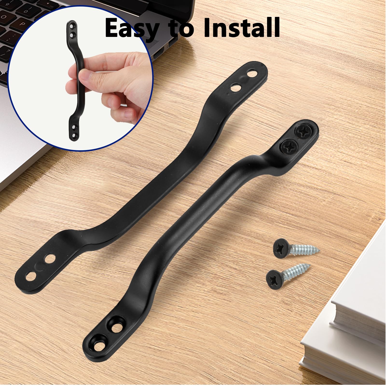 VIDETOL 10 Pcs Hotbed Handle, 120mm Metal Door Pull Handle with Screws, D Gate Handle for Wooden Gates, Black Shed Door Handles for Gates, Barns and Shed Doors - Image 4