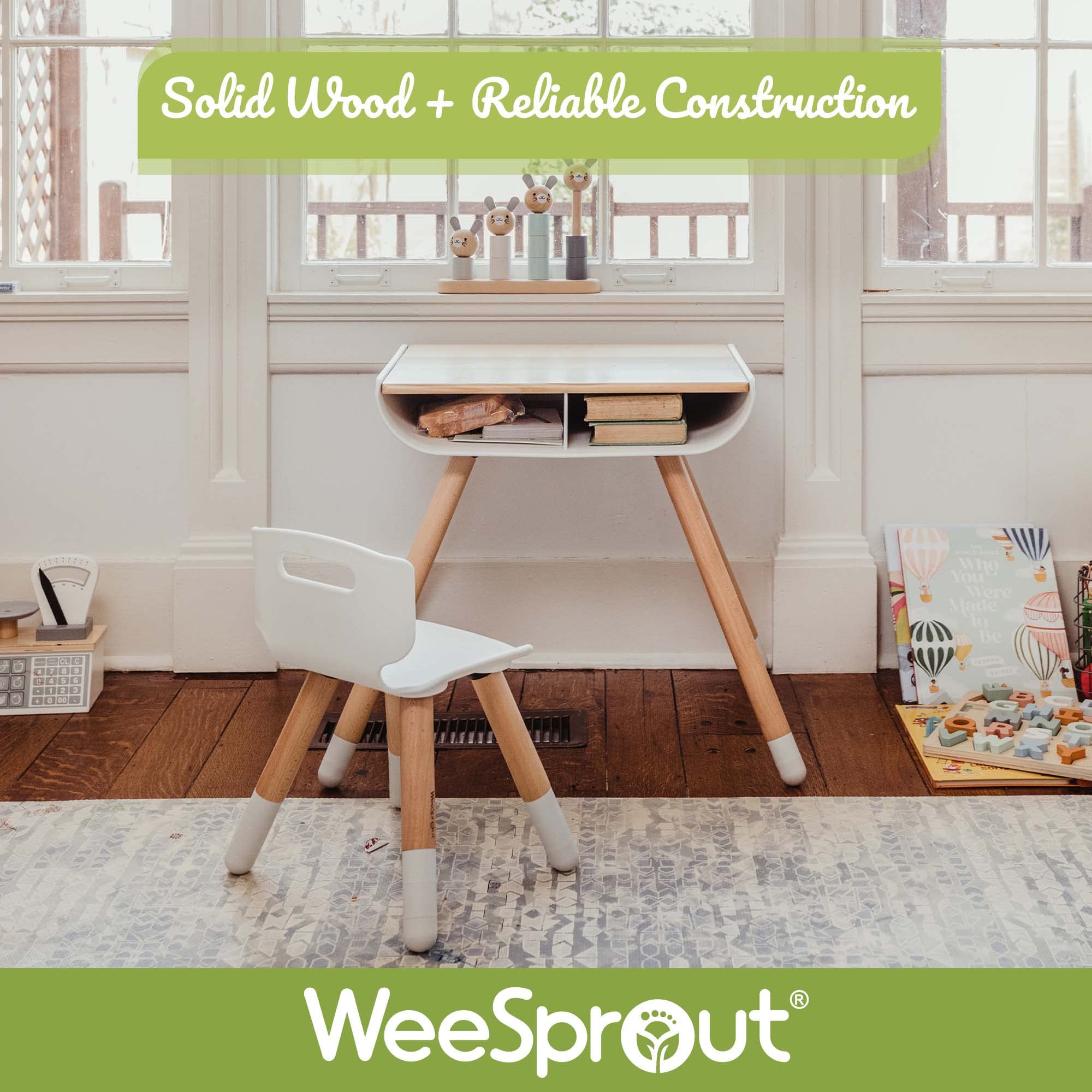 Snapklik.com : Toddler Desk & Chair Set, Sturdy Solid Wood Legs + Desk ...