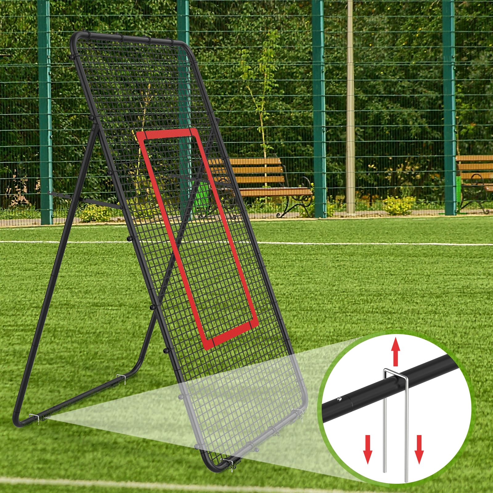 Verstellbares Volleyball Rebounder Netz, Volleyball-Trainingsgerät mit Schlagzone für Schlagen, Servieren, Passen, Spike-Übung, Rücksprungnetz für Baseball, Lacrosse, Tennis, Fußball 2,2 x 1,2 m
