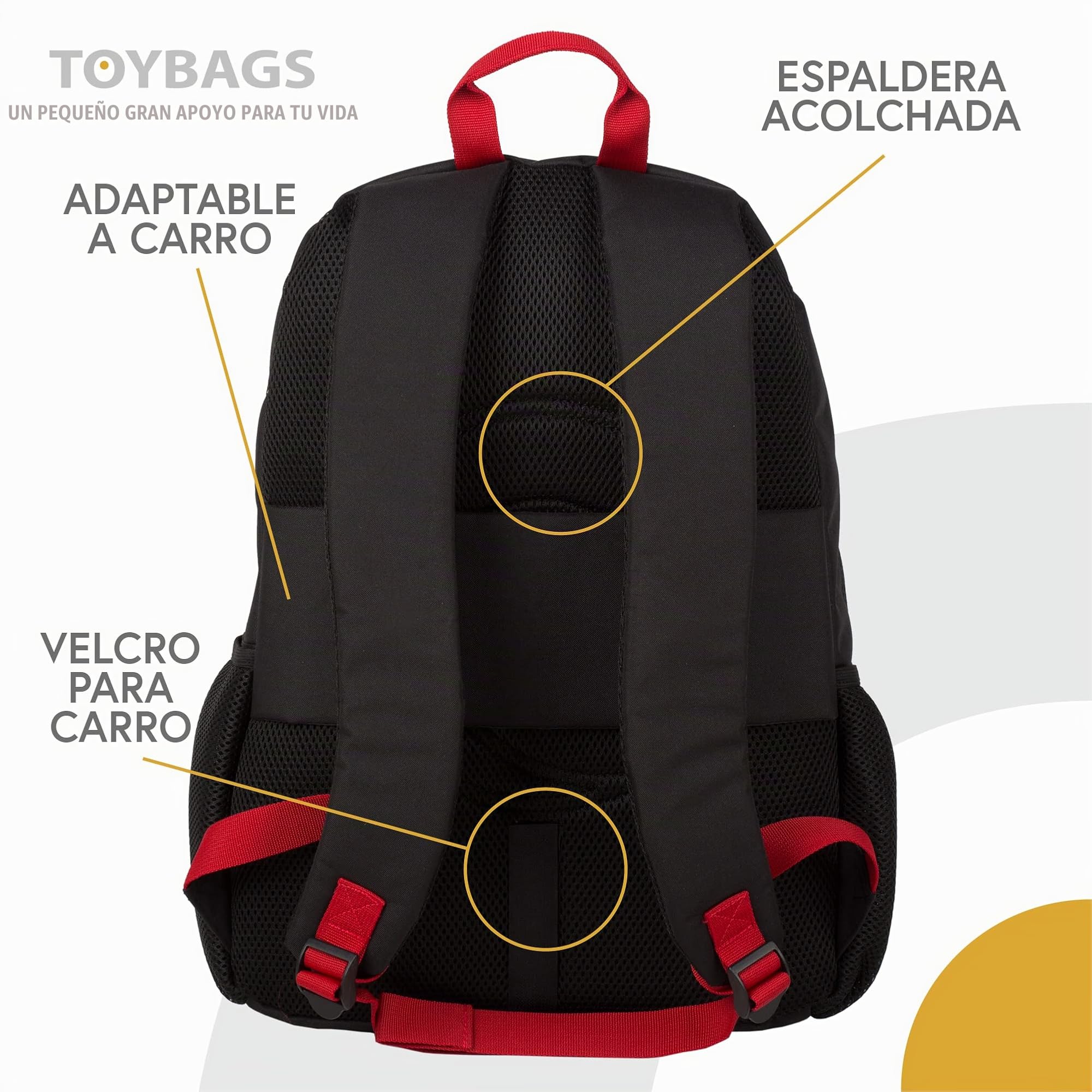 Mochila Escolar Naruto Cloud - Doble Compartimento y Bolsillo Frontal - Bolsillos Laterales - Portaordenador e Interior Forrado - Adaptable a Carro - 19 × 31 × 42 cm - Toybags