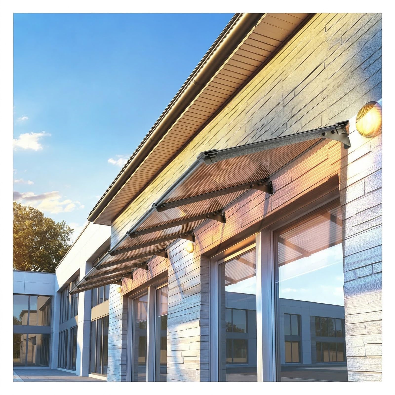 Auvent de porte d'entrée anti-UV en polycarbonate transparent pour votre patio