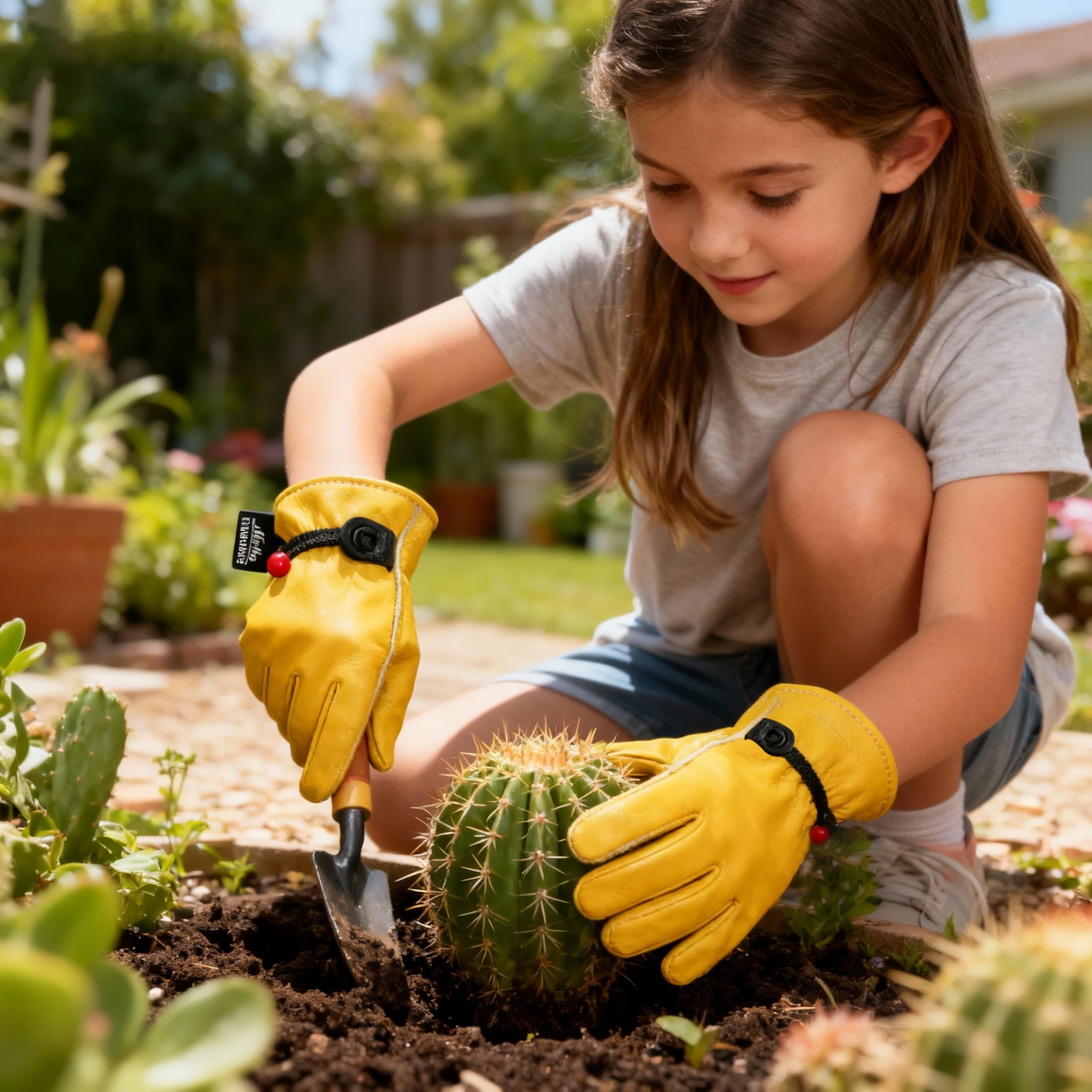 Kinder-Arbeitshandschuhe aus echtem Leder, Gartenhandschuhe für Kinder, Größe S (3–5 Jahre)