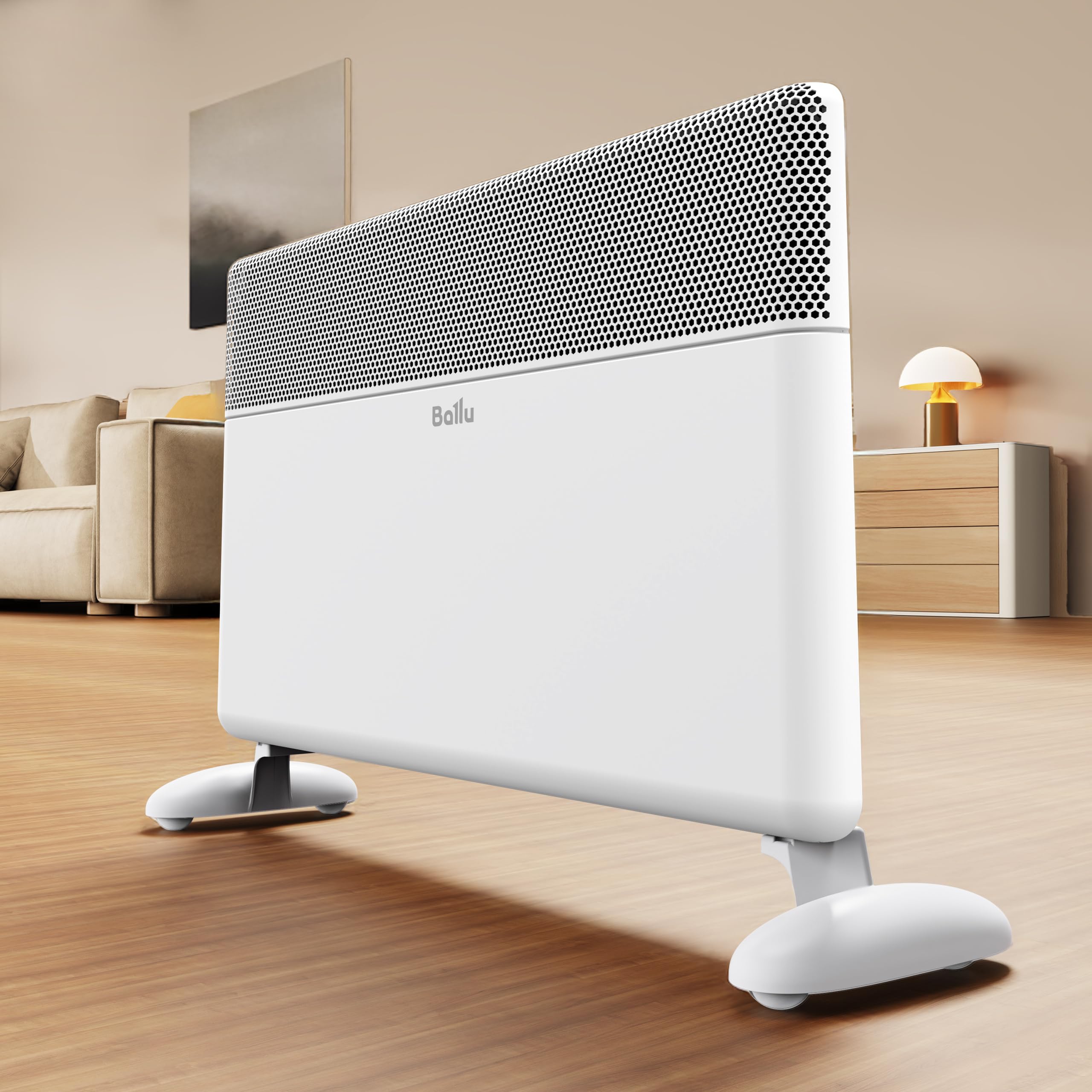 Ballu Electric Panel Heater 1500W, Electric Radiator Wall Mounted & Free Standing, Low Energy Space Heater for Home, Convector Heater Silent with 2 Heat Settings, White