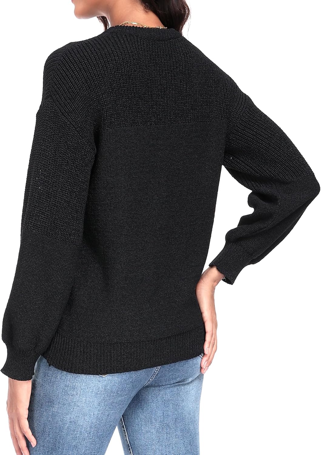 Women Casual Long Sleeve Sweater 2025 Fall Winter Ribbed Knit Pullover Loose Crewneck Sweater Jumper Tops - Image 2