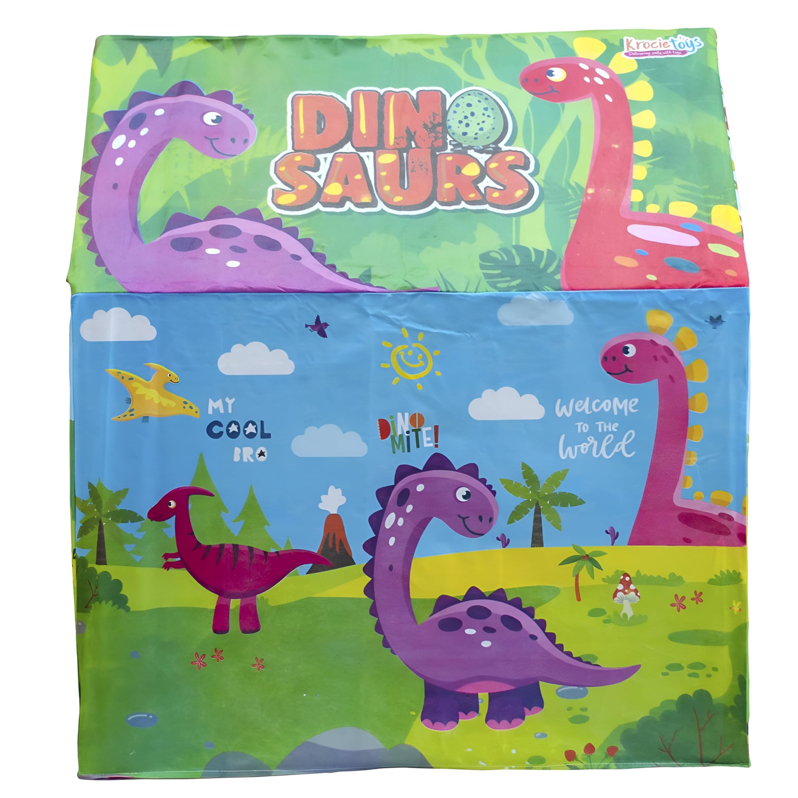 Kids Play Tent - Indoor & Outdoor Pop-Up Playhouse with Dinosaur Theme, Easy Assembly, Lightweight & Portable with Carry Bag, Durable & Non-Toxic for Boys & Girls (Ages 3-8) 2