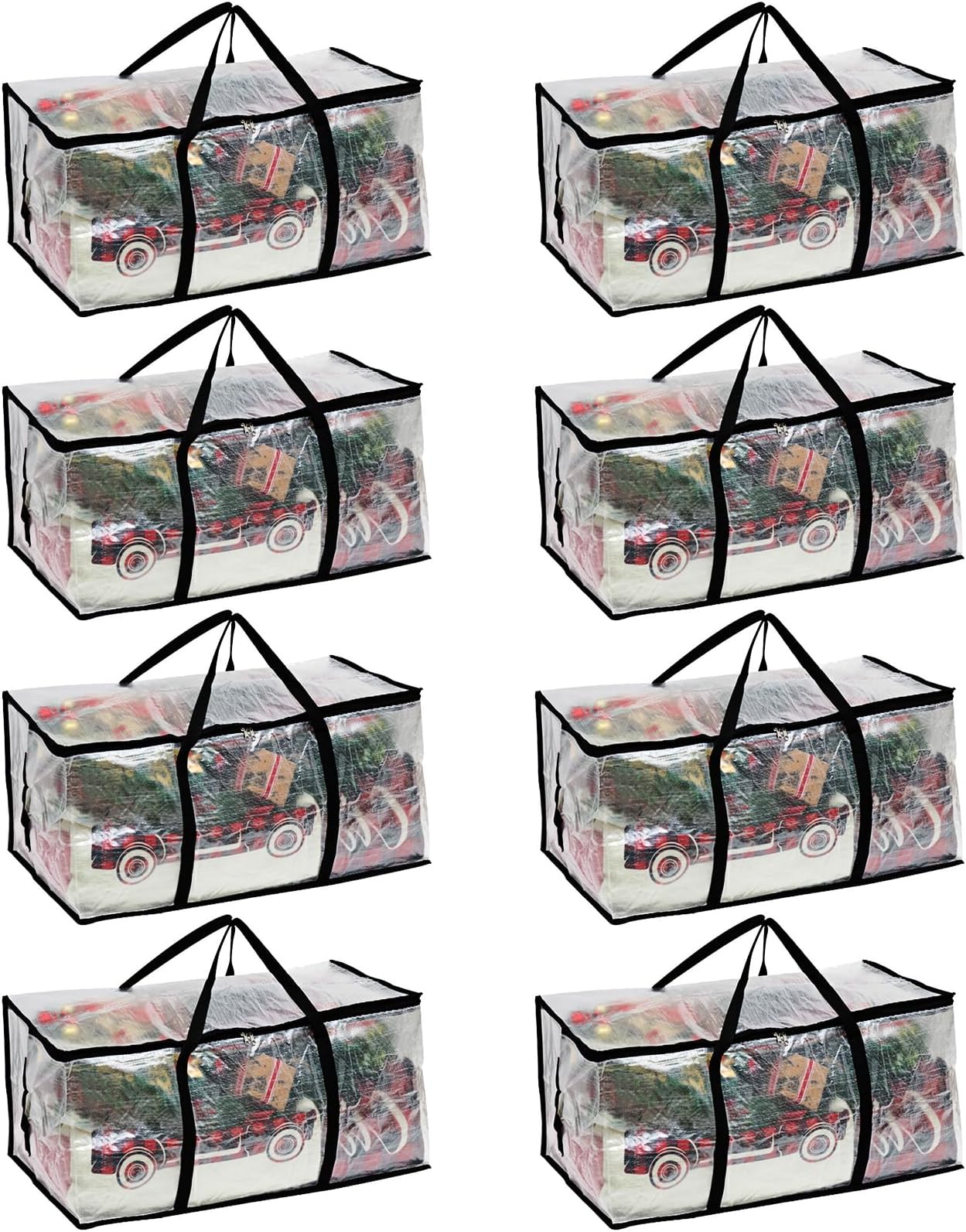 Fixwal Heavy Duty Moving Bags 8 Pack Storage Bags 93L Clear Moving Supplies for Space Saving Moving Storage Backpack Straps Strong Handles & Zippers, Foldable