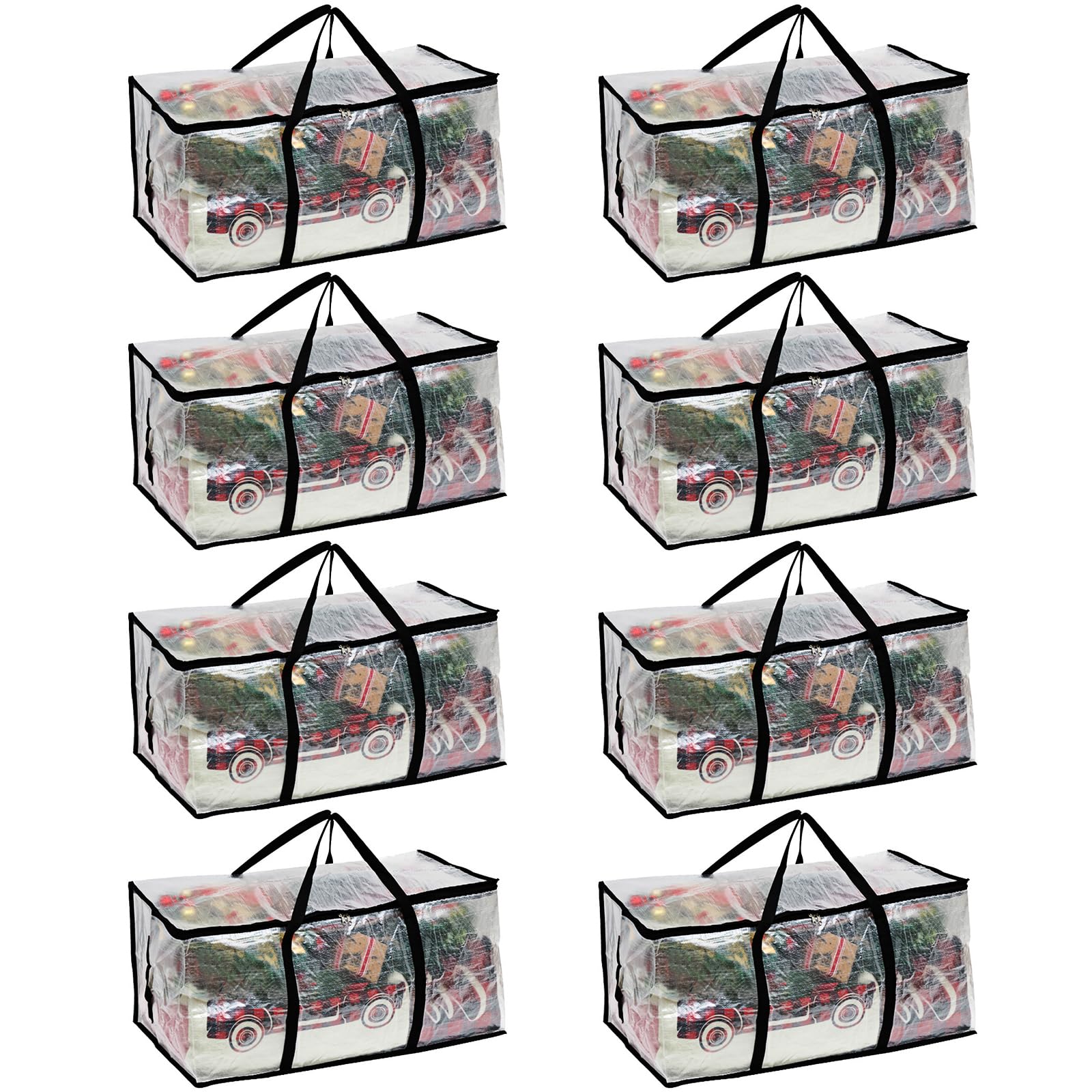 Fixwal Heavy Duty Moving Bags 8 Pack Storage Bags 93L Clear Moving Supplies for Space Saving Moving Storage Backpack Straps Strong Handles & Zippers, Foldable