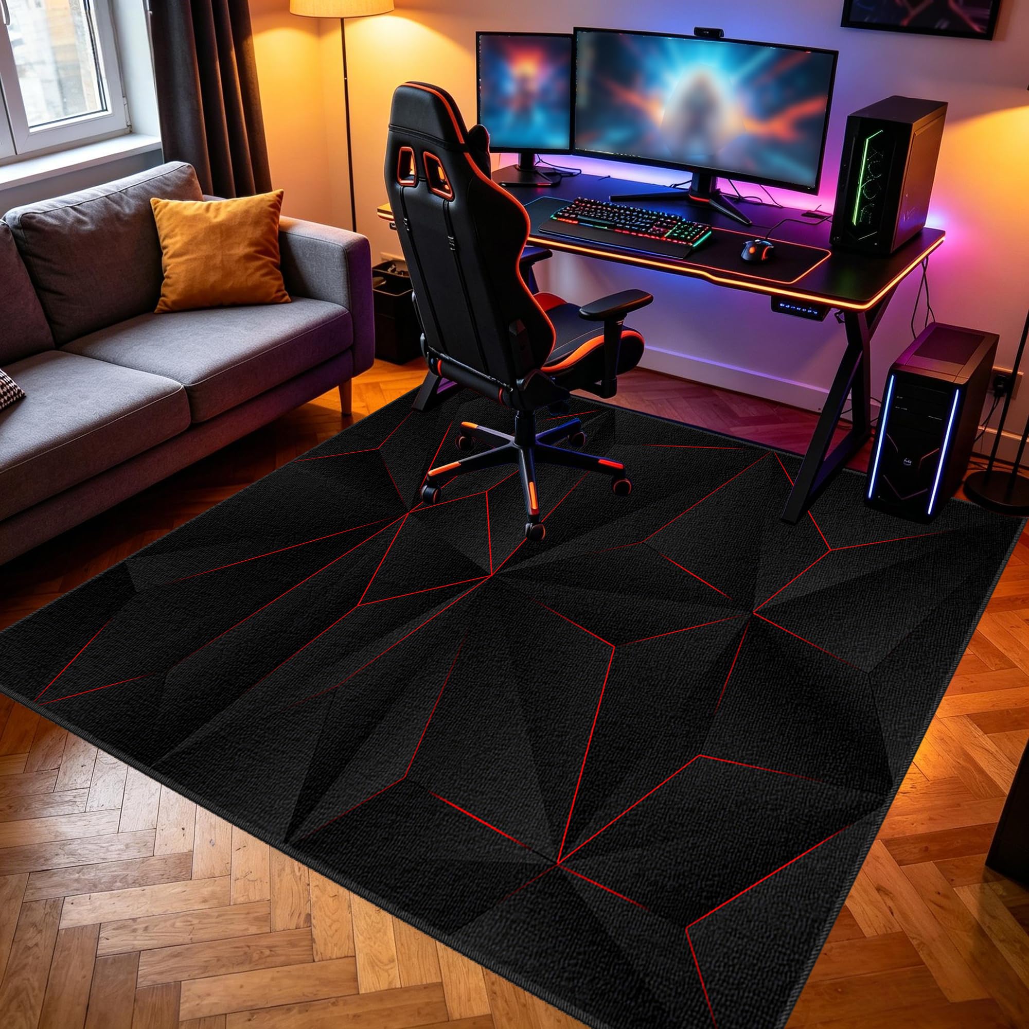 Dywanik dla graczy, antypoślizgowa mata podłogowa, 140 x 160 cm, mata ochronna na podłogę, do pokoju gamingowego, podkładka pod krzesło komputerowe, podkładka pod krzesło gamingowe