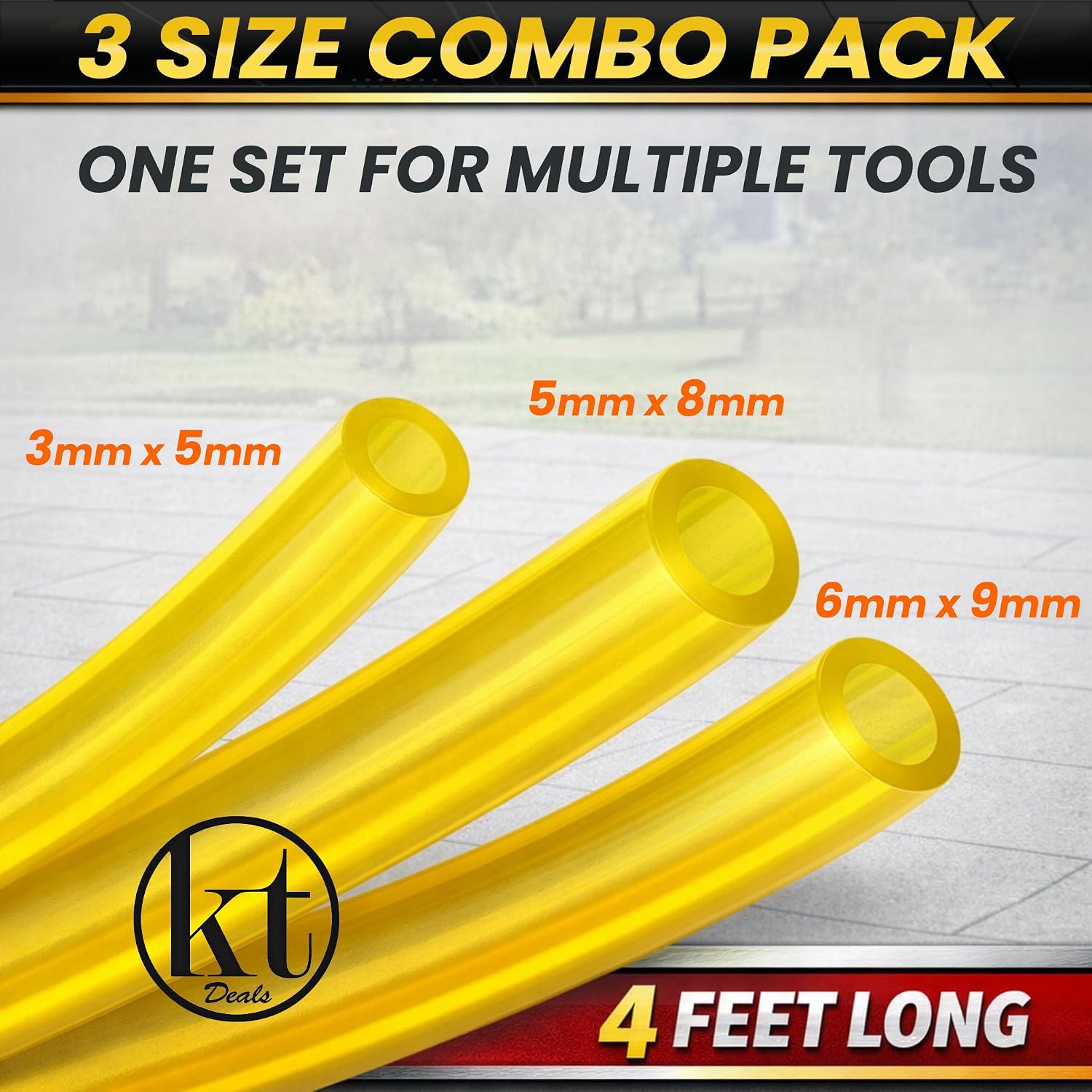 Fuel Line Kit, 3 Sizes 1/8”, 3/16”, 1/4” ID Fuel Hose Tubing Replacement for Small Engine Fuel Line For Lawn Mower, Chainsaw, Trimmer, Blower, Generator 2-Cycle And 4-Cycle Gas Engines