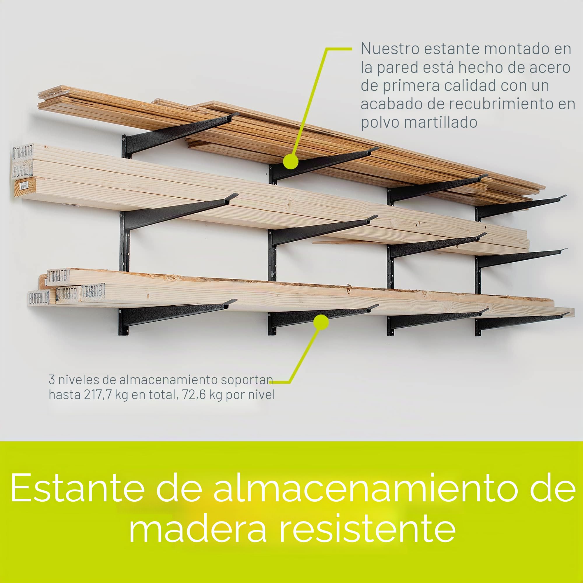 Delta Cycle - Estante de Almacenamiento de Madera y Madera, soporta hasta 480 Libras, fácil de Instalar, con construcción de Acero para Interior y Exterior, solución de Almacenamiento para Garaje,