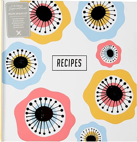 Miniatura 12 de C.R. Gibson Carpeta Bloom con fundas y tarjetas de índice de recetas, 8.5 pulgadas de ancho x 11 pulgadas de largo, multicolor