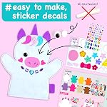 EZCRA Unicorn Kit de fabrication de marionnettes à la main pour enfants - 8 DIY Projets Filles garçons DIY Craft pour les filles et les garçons. 8 licorne prétendent des projets de jeu. Ages 5-8. Cadeau d'anniversaire. Inclut des autocollants.