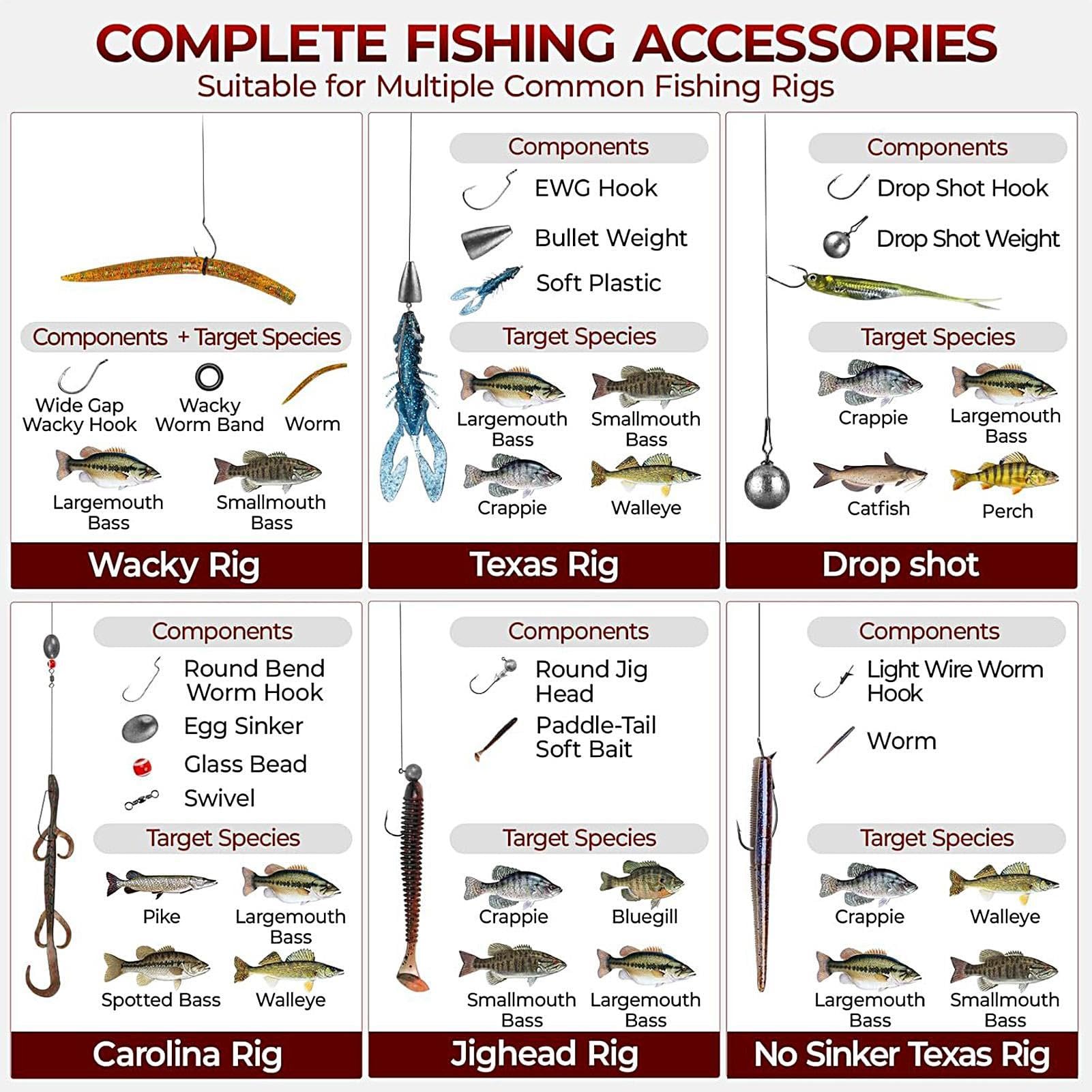 Generico Kit Da Pesca Ami E Attrezzi Per Trota | Kit per Acqua Salata Per Trota Crappie Persico Pesce Gatto Kayak Attività All'Aperto Campeggio Trekking