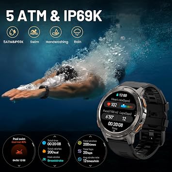KOSPET Smart Watch for Men, 60 Days Extra-Long Battery, 50M Waterproof for Swimming, Rugged Military Full Metal Body Smartwatch, 1.43 AMOLED Always-On Fitness Watch(Answer/Make Calls) AI Voice