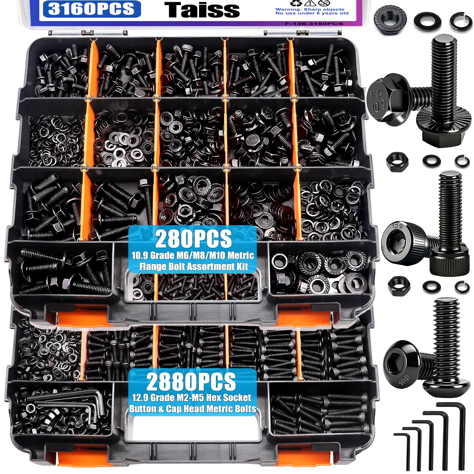 Taiss 760PCS 304 Stainless Steel Hex Bolts Kit,1/4-20 5/16-18 3/8-16 1/2-13 — Amazon image 21