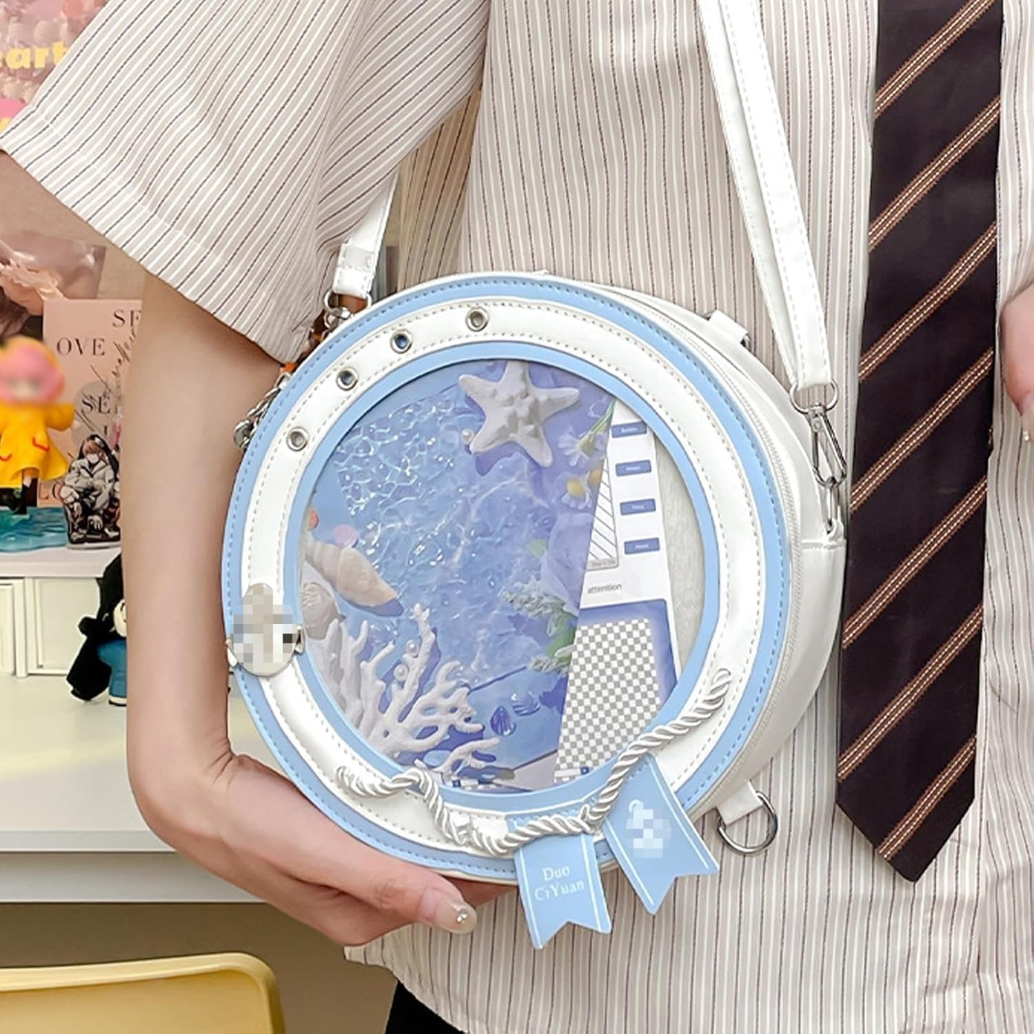 Round ita Bag Shape Aesthetic Purse Cute Anime Sailor PU Leather Crossbody pin Bag