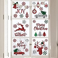 Vista 6 de Calcomanías de Navidad para ventana, diseño de búfalo navideño, calcomanías de ventana extraíbles, decoración de ventanas para invierno, Navidad