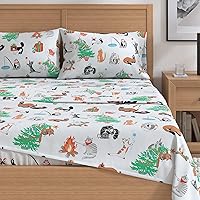Vista 123 de Great Bay Home Christmas Flannel Sheet Set Full Size - 100% Turkish Cotton, Double-Brushed, Winter Bed Sheets - Ultra-Soft, Cozy, 4-Piece Holiday