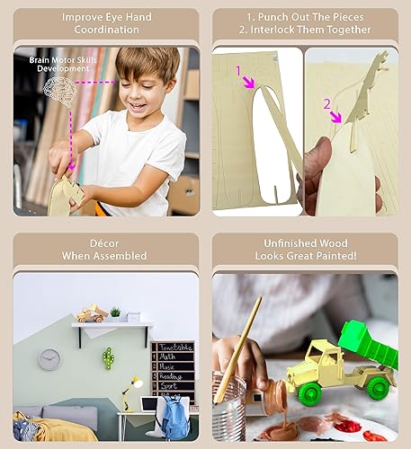 Miniatura 2 de Puzzled Rompecabezas 3D para motocicleta, kit de modelo de construcción de madera, divertido y educativo, juguete de madera para armar modelo de