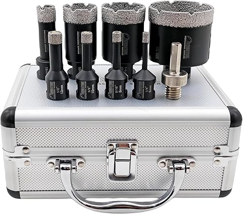 Miniatura 7 de SHDIATOOL Kit de sierra de agujero de diamante de 7 piezas para baldosas de porcelana, cerámica, mármol, ladrillo, núcleo soldado al vacío, juego de