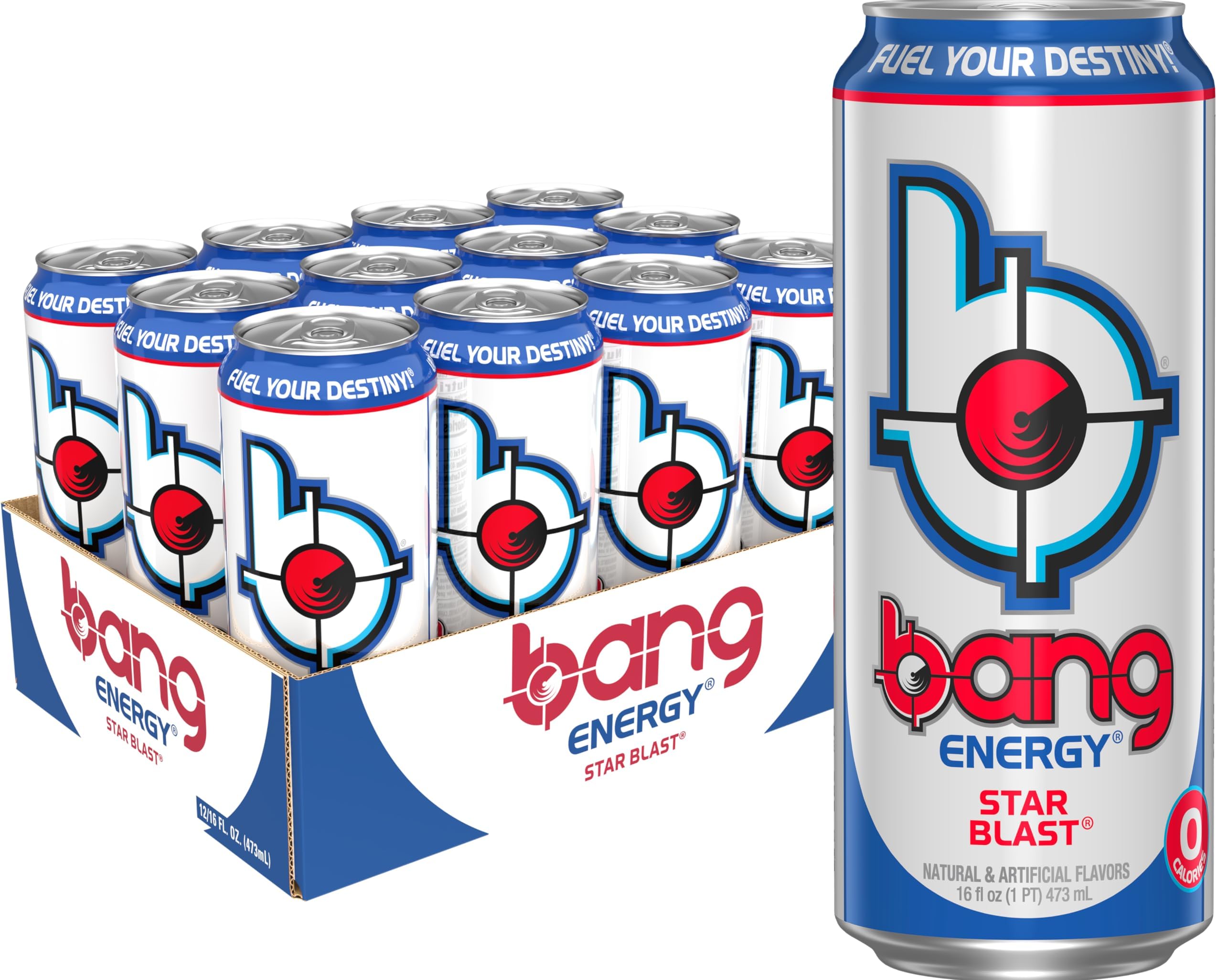 Star Blast Energy Drink, 0 Calories, Sugar Free with Super Creatine, 16 Fl Oz (Pack of 12)