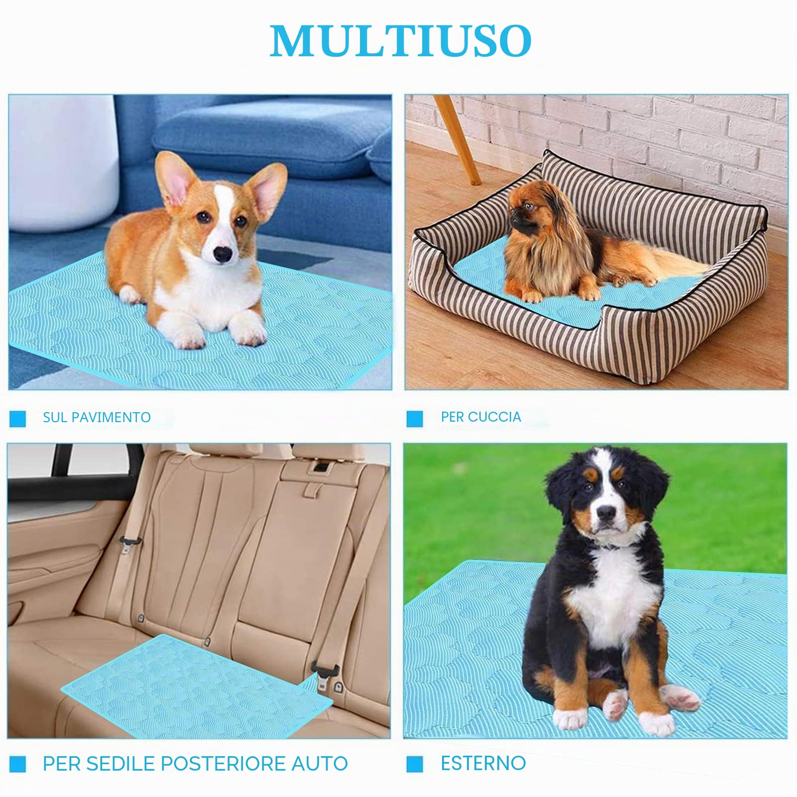 Tappetino Refrigerante per Cani 50x60cm Cuscino Auto Estate