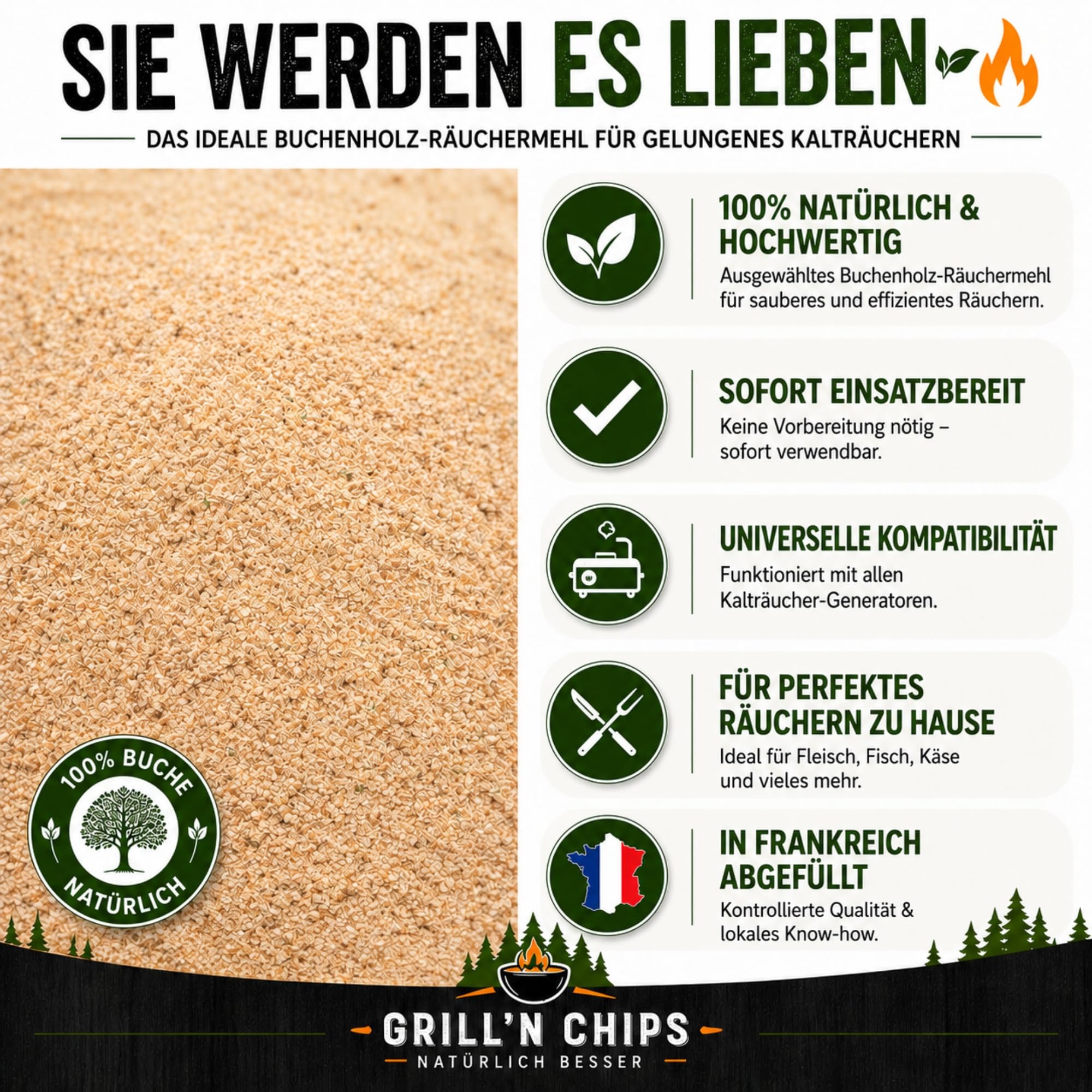 Premium Räuchermehl Buche 9 kg – 100% natürlich–Feine Buchenspäne (0,5 mm-1 mm) für Kalträuchern & Heißräuchern – Perfekt für Kaltrauchgenerator, Fleisch & Fisch–Ideal für Räucherofen–Gratis E-Book