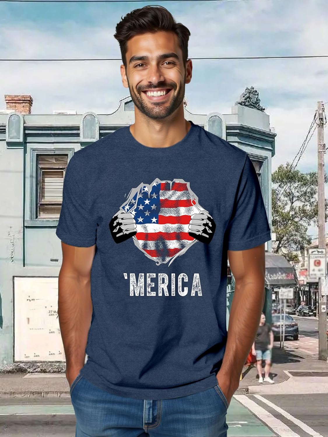 American Flag Shirts for Men USA 4th of July T-Shirt Memorial Day Patriotic Tee Tops - Image 3