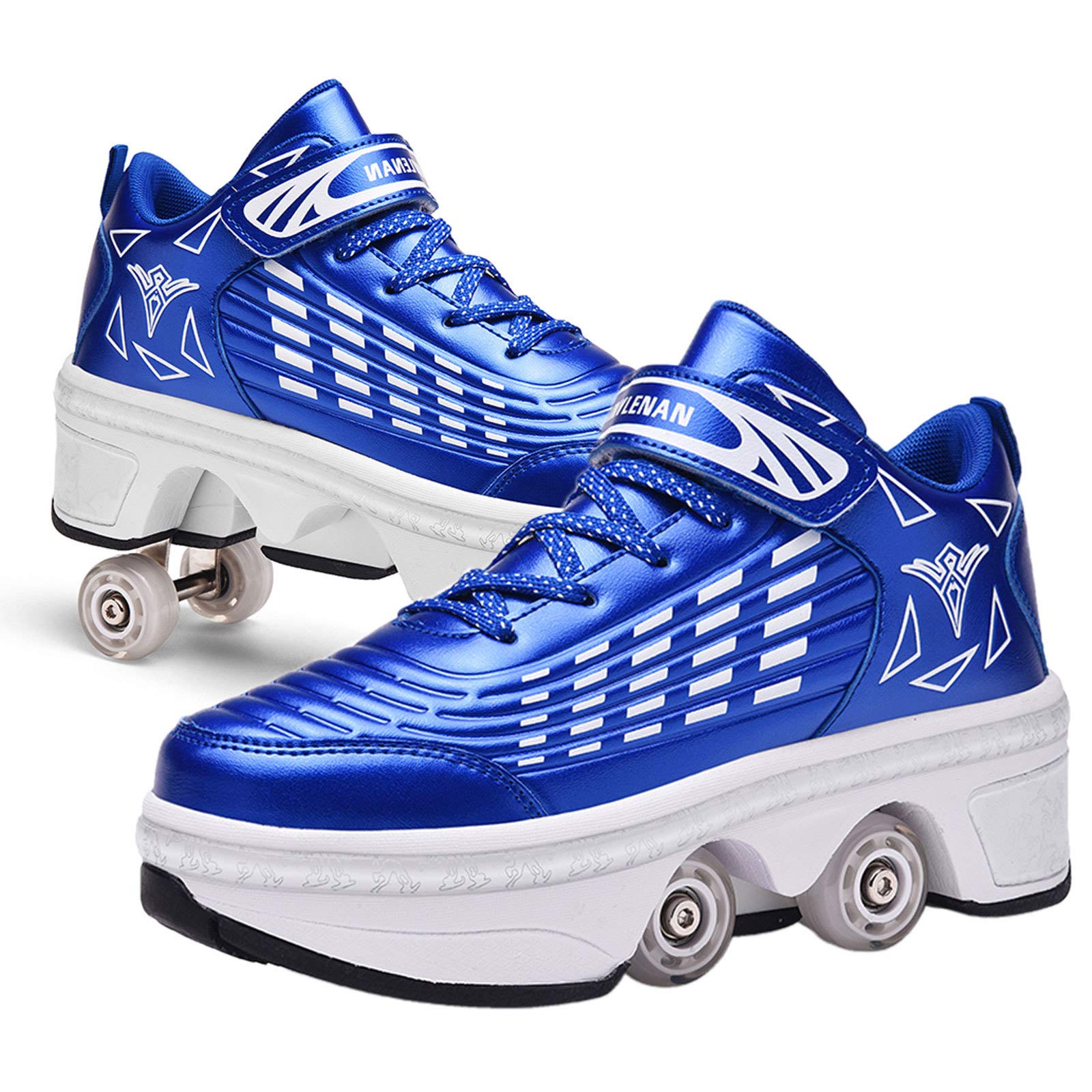 ZKHD Roller Skate Shoes Roller Skates Women 2in1 Multipurpose Shoes Shoes with Wheels Skateboarding Shoes Outdoor Sports Skating Travel Best Choice,Blue-EU36