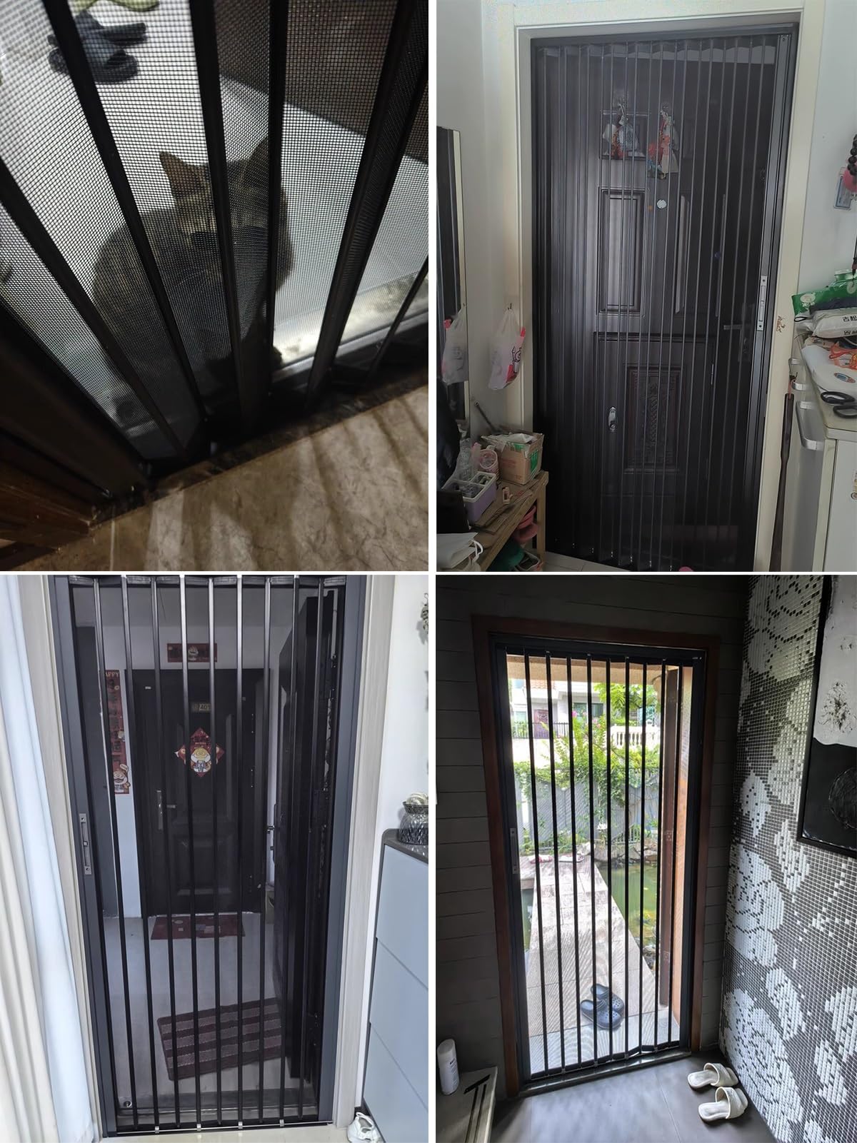 Porte Accordéon Interieur Porte Coulissante Pliable en Maille avec Serrure et Clé, Porte Pliante de Style Accordéon pour Extérieur / Intérieur, Porte Moustiquaire Rétractable Personnalisable Large et