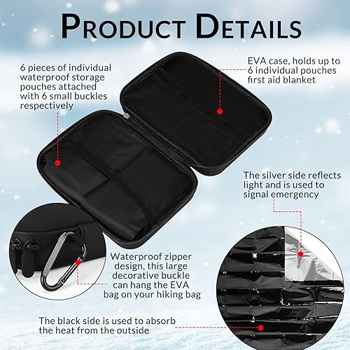Miniatura 6 de Geyoga Paquete de 6 mantas de emergencia al aire libre para supervivencia manta térmica grande de Mylar espacial extremadamente frío impermeable