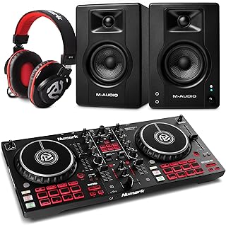 Mixtrack Pro FX DJ Controller and M-AUDIO BX3 Pair Bluetooth Studio Monitors with Headphones for Studio Recording, Music Production, Podcasting, Streaming