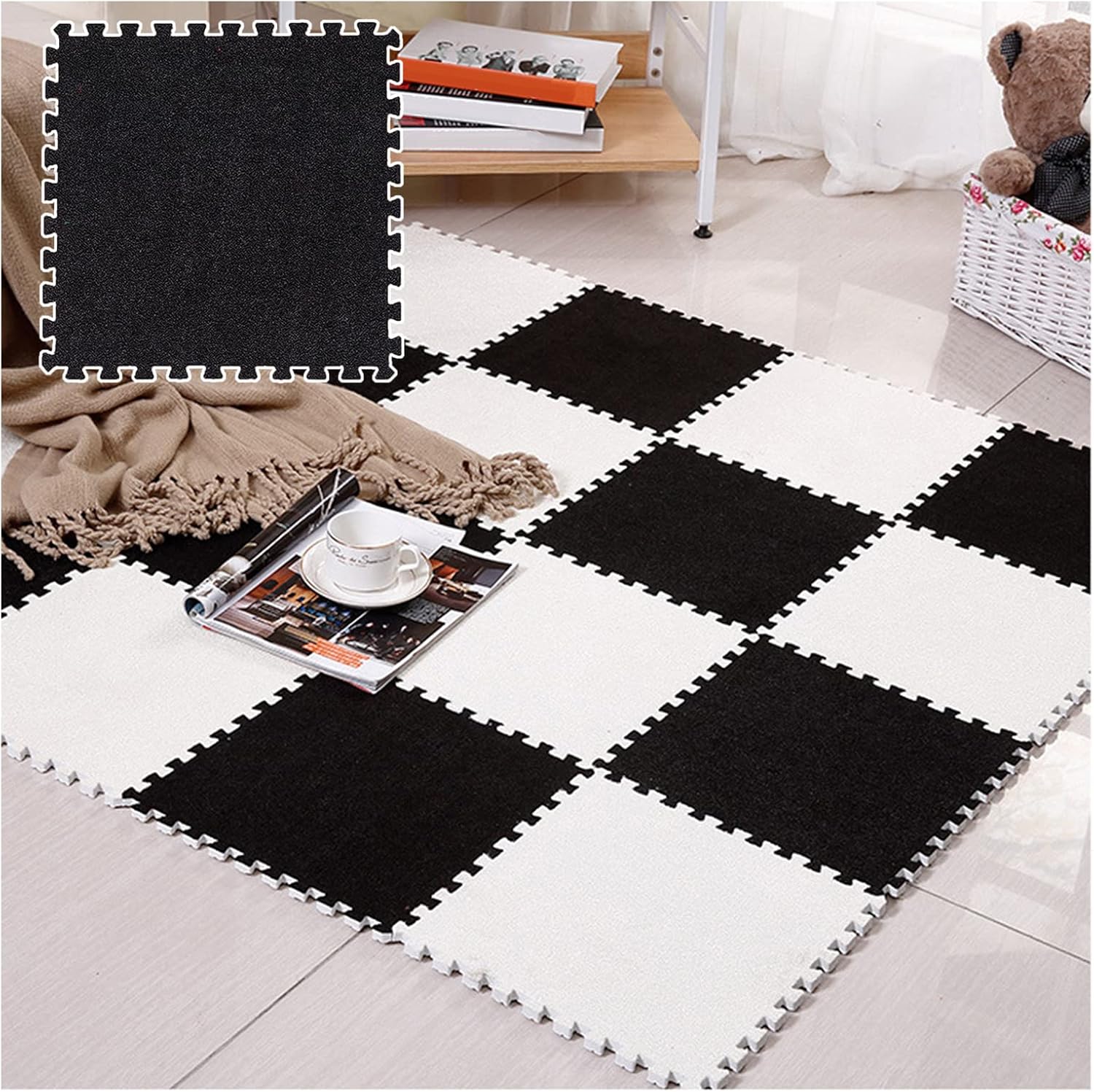10Pcs Interlocking Foam Mats,12" X 12" Puzzle Carpet Tiles