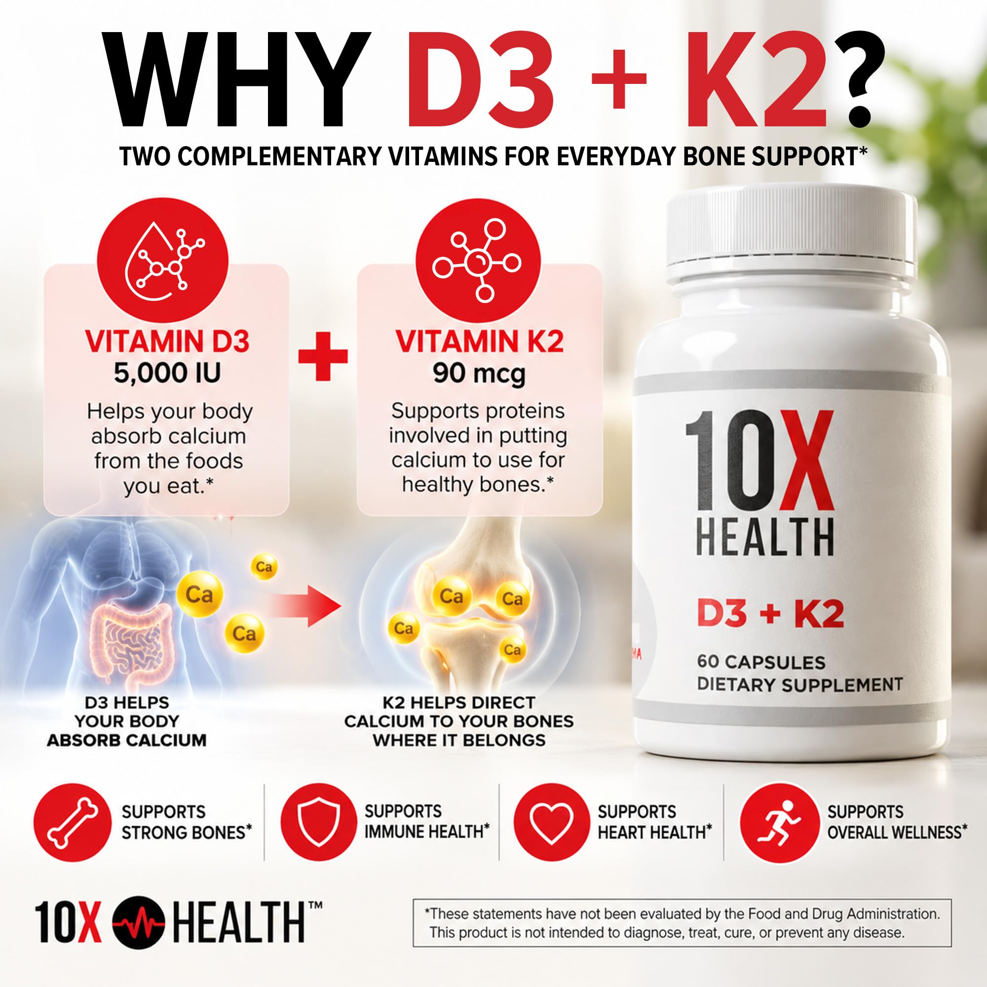 10X Health Vitamin D3 K2, 5000 IU D3 with K2 MK7, 60 Capsules — Amazon image 2