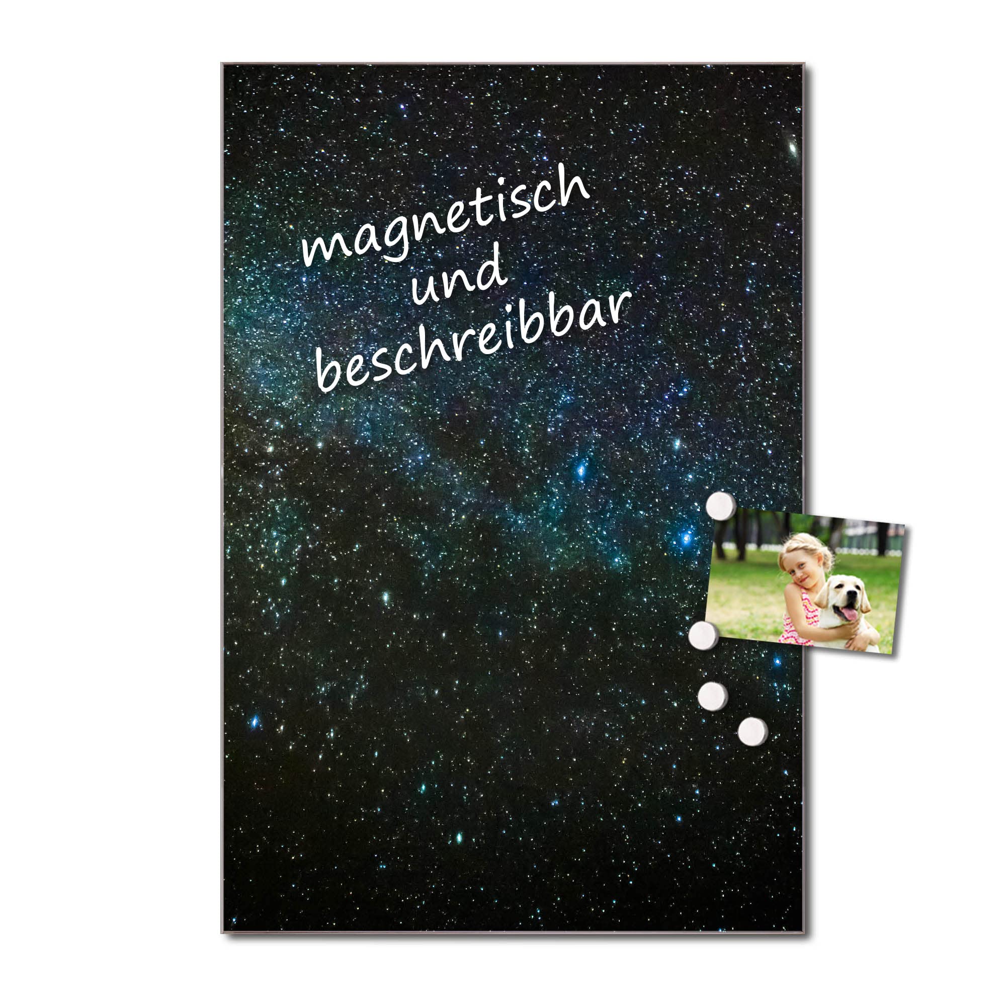 banjado Glas-Memoboard 30x45, beschreibbare Magnetwand für Notizen