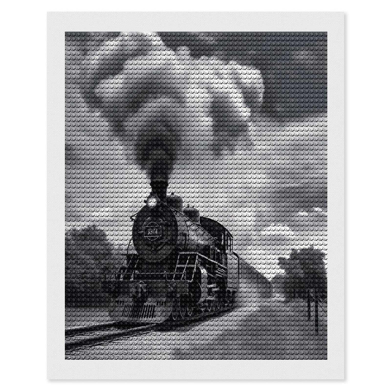 LDGSUPH Steam Train Clouds Diamond Painting Kits for Adults Paint with Diamond Pictures Art DIY Full Drill Diamond Dots Painting Personalized Diamond Photo for Home Wall Decor Gift 16"x20"