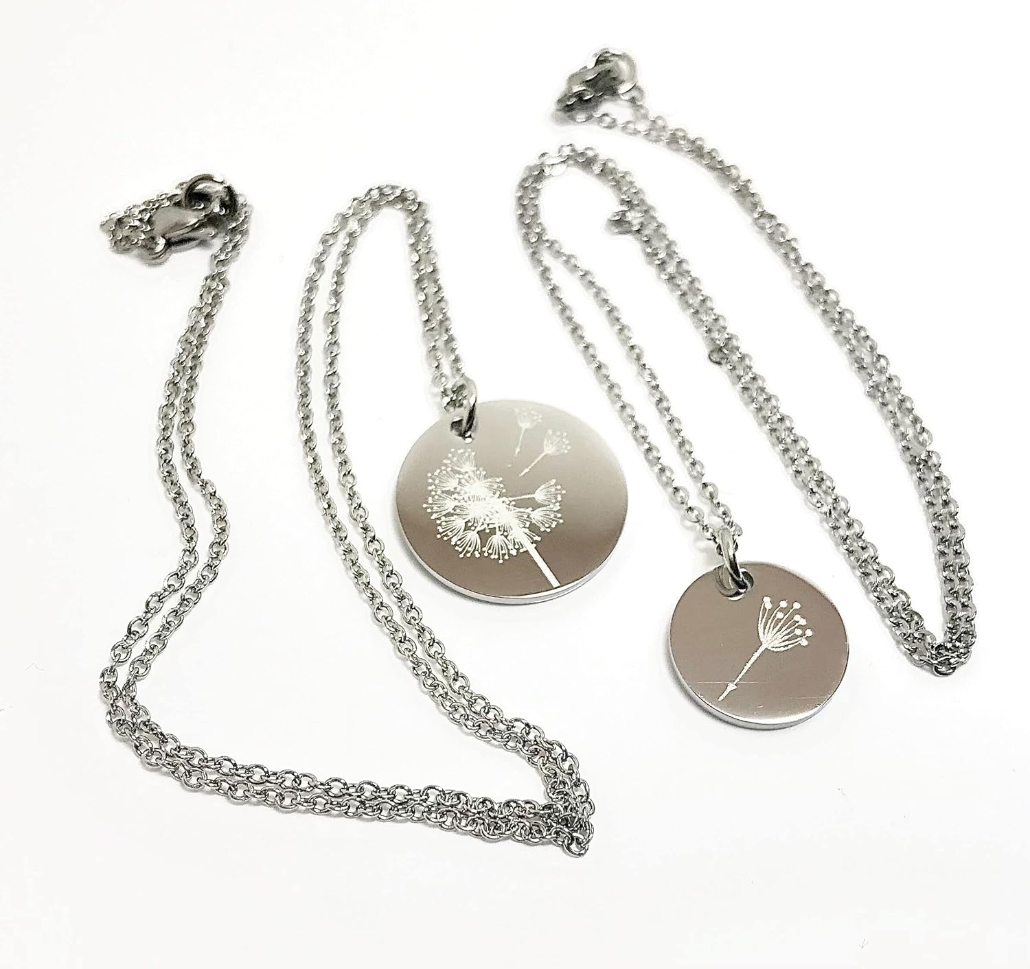 Dandelion Pendant Necklace Set of 2 18 in and 20 inch Mother Daughter Jewelry - Image 5