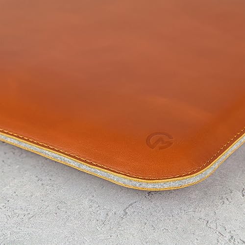 Miniatura 6 de Casemade Funda de piel auténtica para laptop MacBook Pro y Air de 13, 14, 15 y 16 pulgadas, piel auténtica de grano completo con forro de lana suave